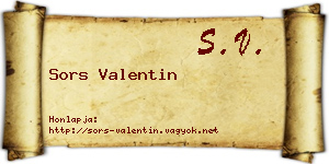 Sors Valentin névjegykártya